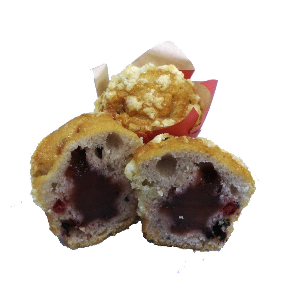 Muffin fruits rouges fourré fruits rouges 120g